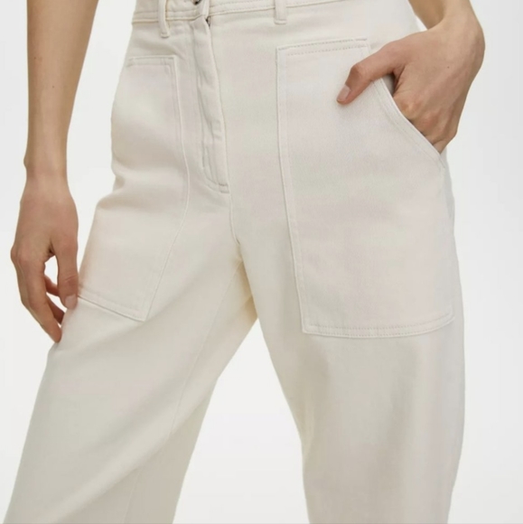 2 For 1. Wilfred Free Modern Utility Pants. Color Green & Cream (off-white). - Picture 10 of 11